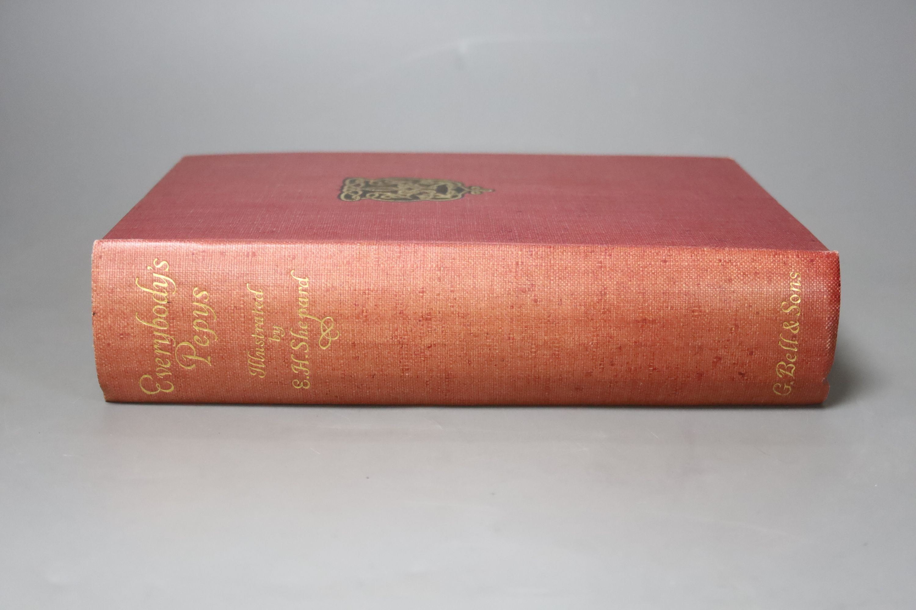 Pepys, Samuel (edited and abridged by O.F. Morshead) - Everybody’s Pepys, 8vo, red cloth, one of 350, signed by the illustrator Ernest Shepard, G. Bell & Sons, London, 1926